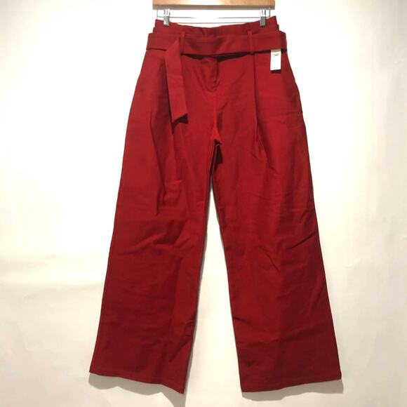 Anthropologie Pants - Anthropologie Paperbag Wide-Leg Trousers Red Size L NWT $180